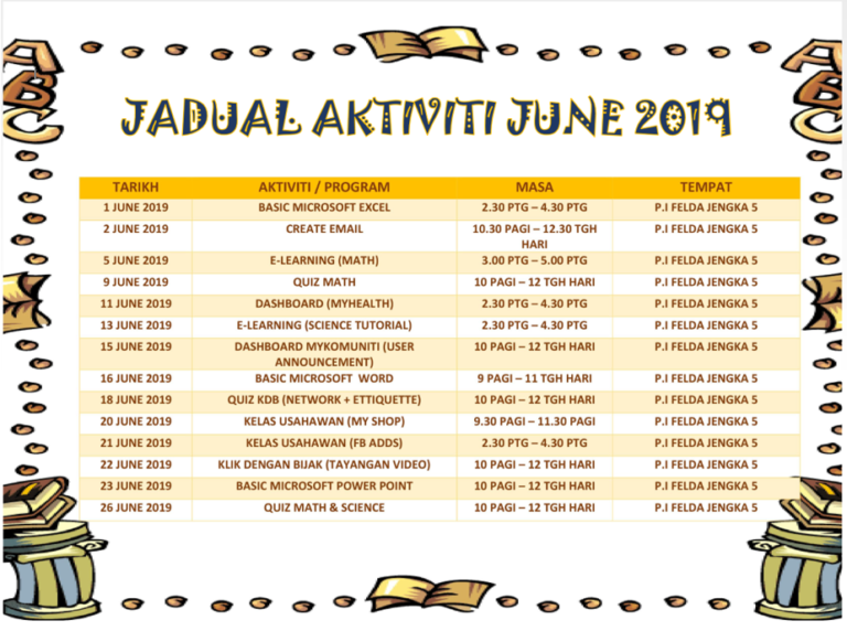 JADUAL AKTIVITI JUNE 2
